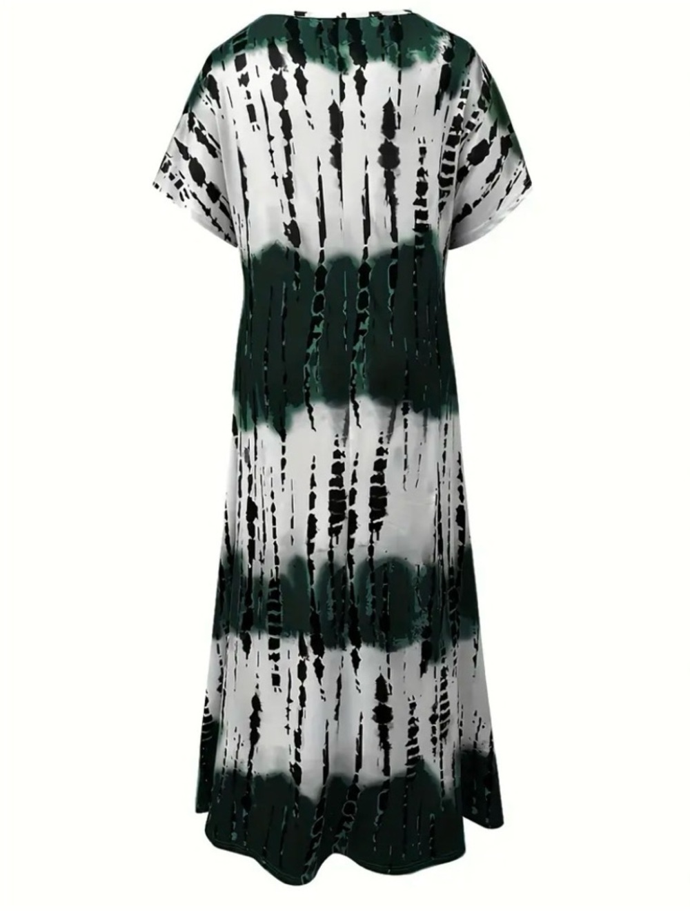 Tie-Dye Short Sleeve Maxi Dress in Green and Black size 3X